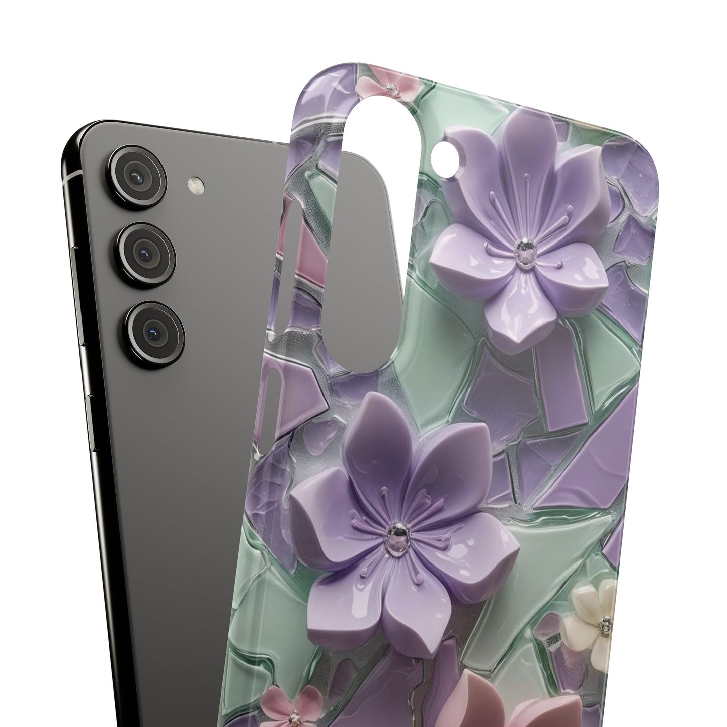 Snap Case Elegante Florale Samsung Handyhülle mit 3D-Effekt