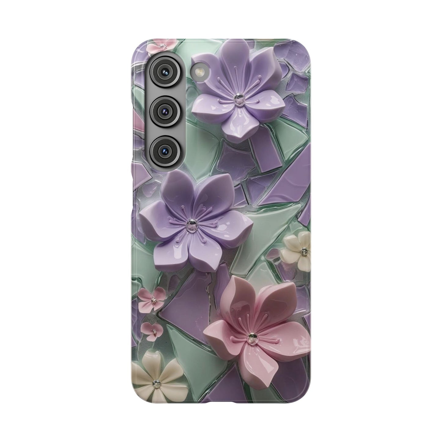 Snap Case Elegante Florale Samsung Handyhülle mit 3D-Effekt