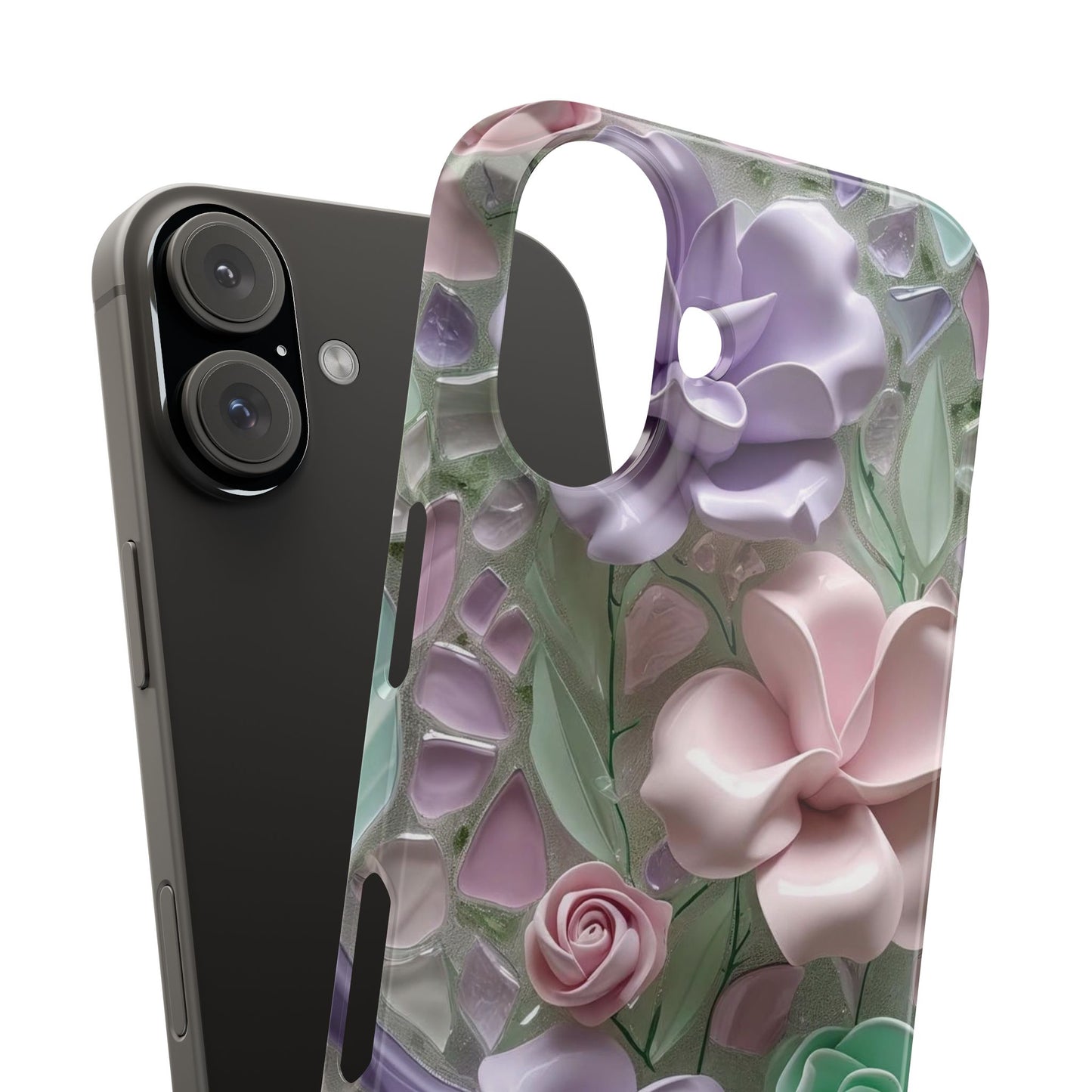 Snap Case Elegante Florale iPhone Handyhülle mit 3D-Effekt