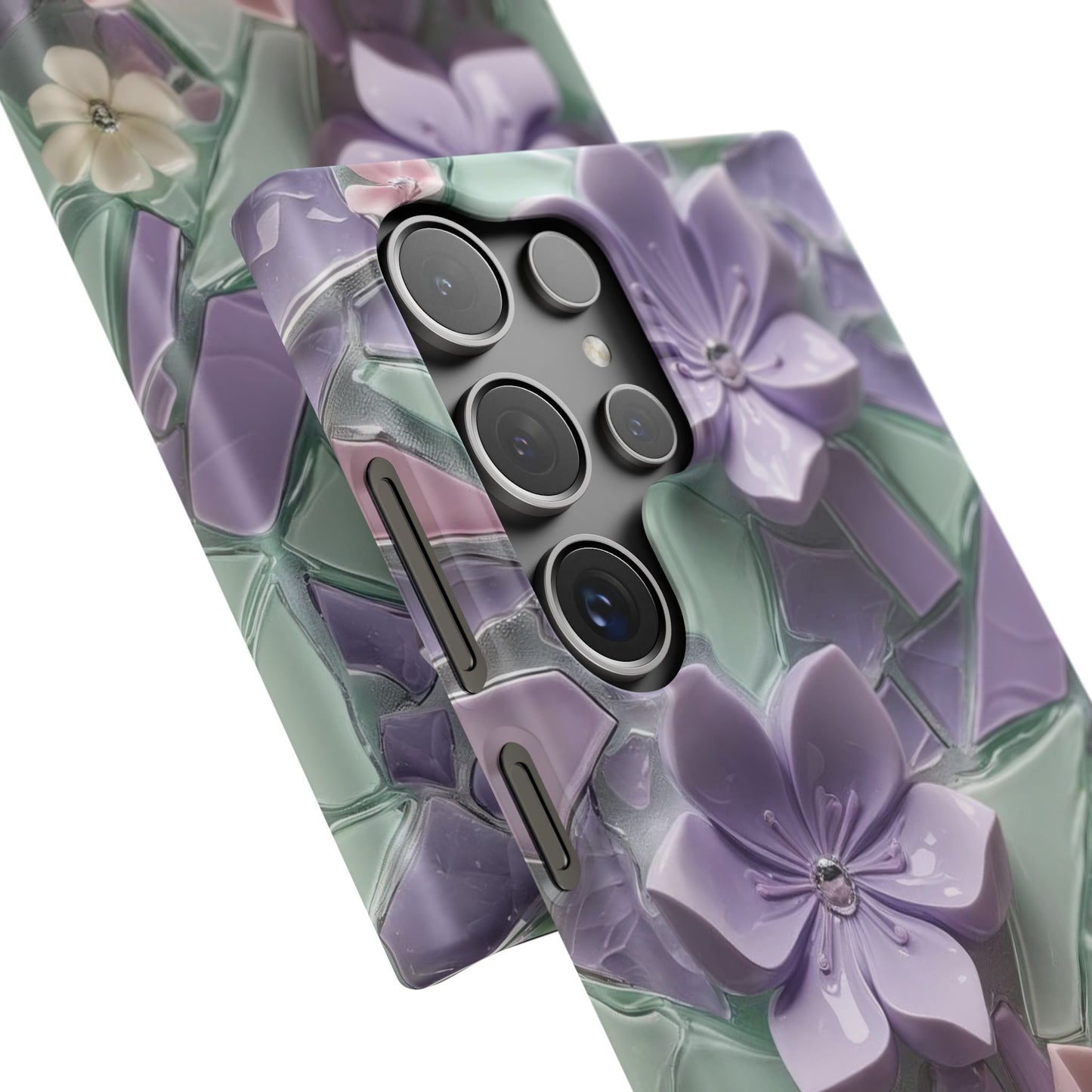 Snap Case Elegante Florale Samsung Handyhülle mit 3D-Effekt