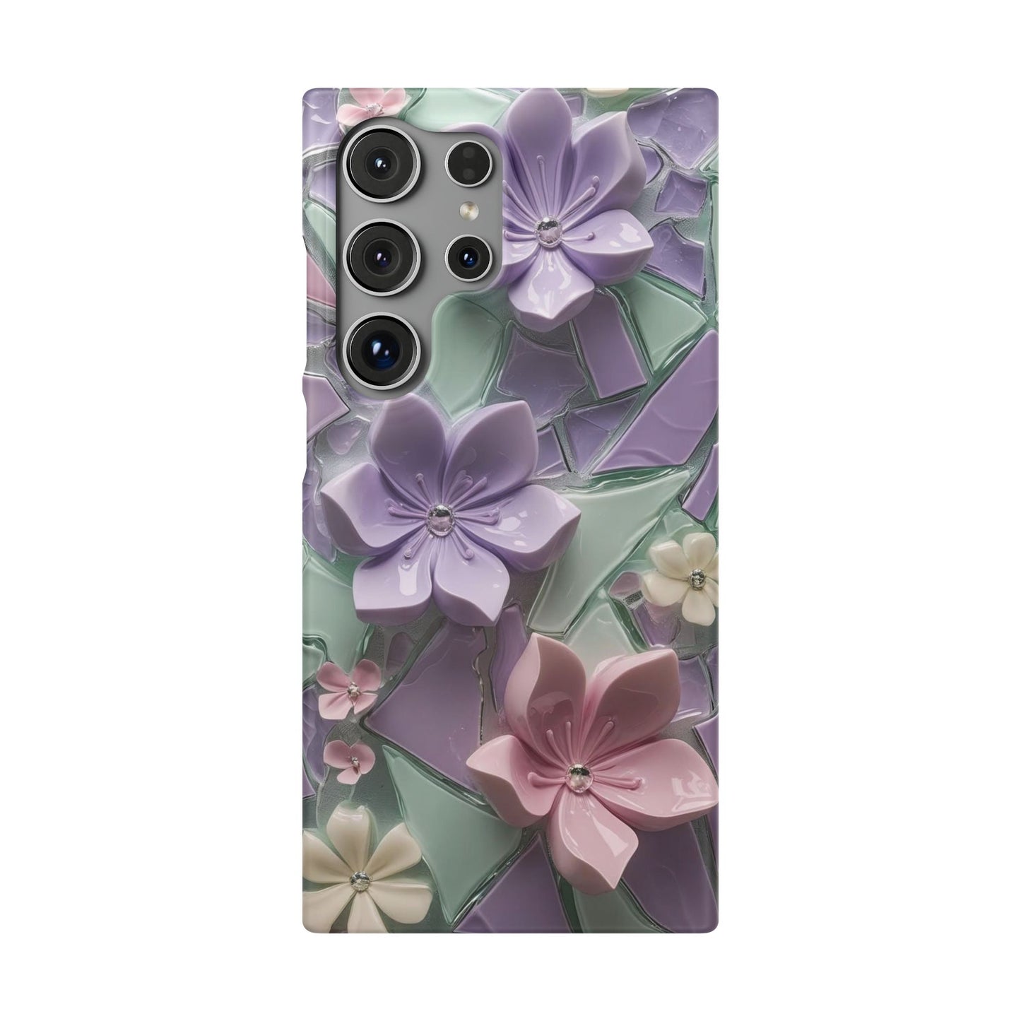 Snap Case Elegante Florale Samsung Handyhülle mit 3D-Effekt