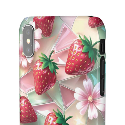 Snap Case iPhone Handyhülle - 3D Effekt Erdbeeren