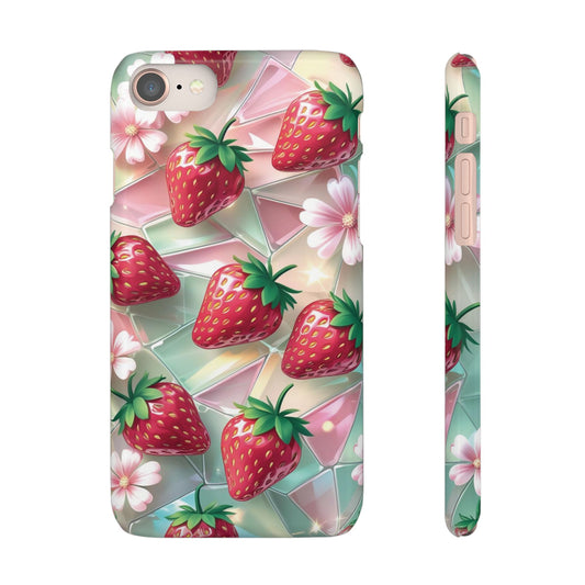 Snap Case iPhone Handyhülle - 3D Effekt Erdbeeren