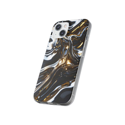 iPhone Handyhülle Flexi Case - Schwarz-Silber Metallic