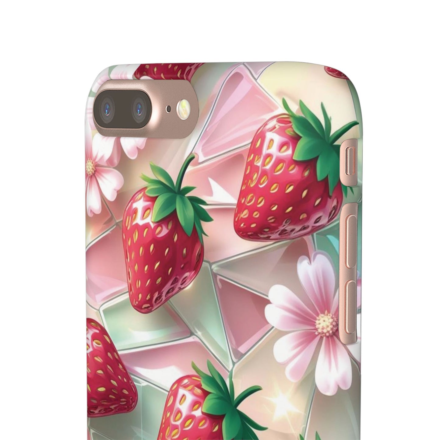 Snap Case iPhone Handyhülle - 3D Effekt Erdbeeren