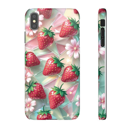 Snap Case iPhone Handyhülle - 3D Effekt Erdbeeren