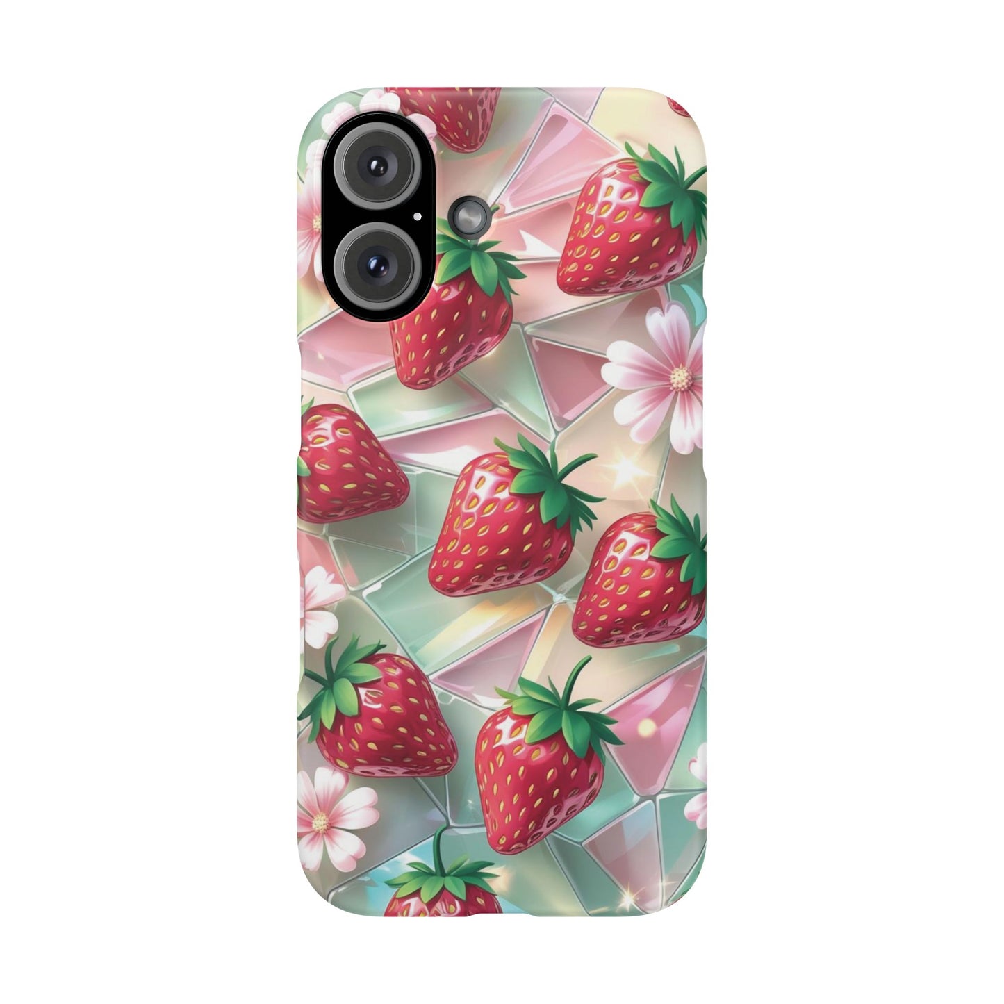 Snap Case iPhone Handyhülle - 3D Effekt Erdbeeren