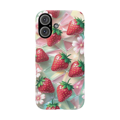Snap Case iPhone Handyhülle - 3D Effekt Erdbeeren