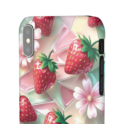 Snap Case iPhone Handyhülle - 3D Effekt Erdbeeren