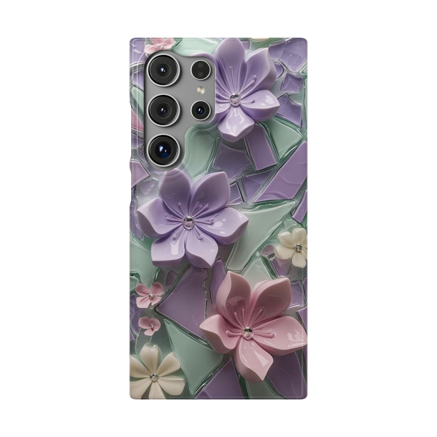Snap Case Elegante Florale Samsung Handyhülle mit 3D-Effekt