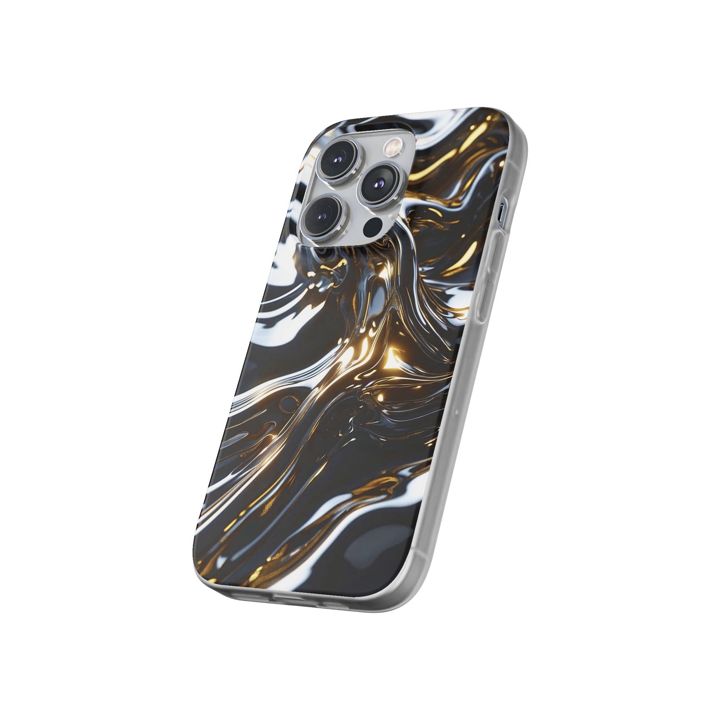 iPhone Handyhülle Flexi Case - Schwarz-Silber Metallic