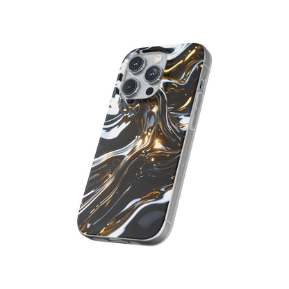 iPhone Handyhülle Flexi Case - Schwarz-Silber Metallic