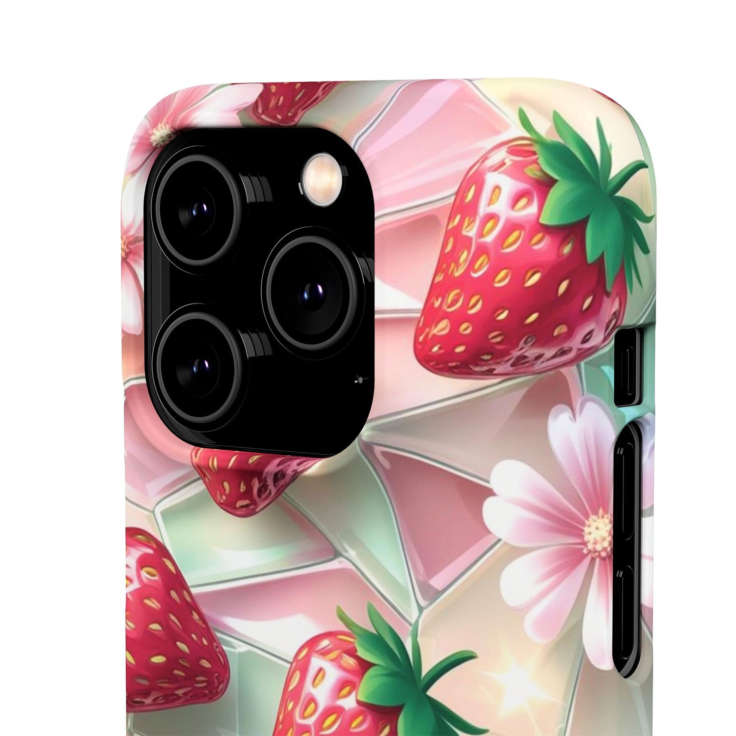 Snap Case iPhone Handyhülle - 3D Effekt Erdbeeren