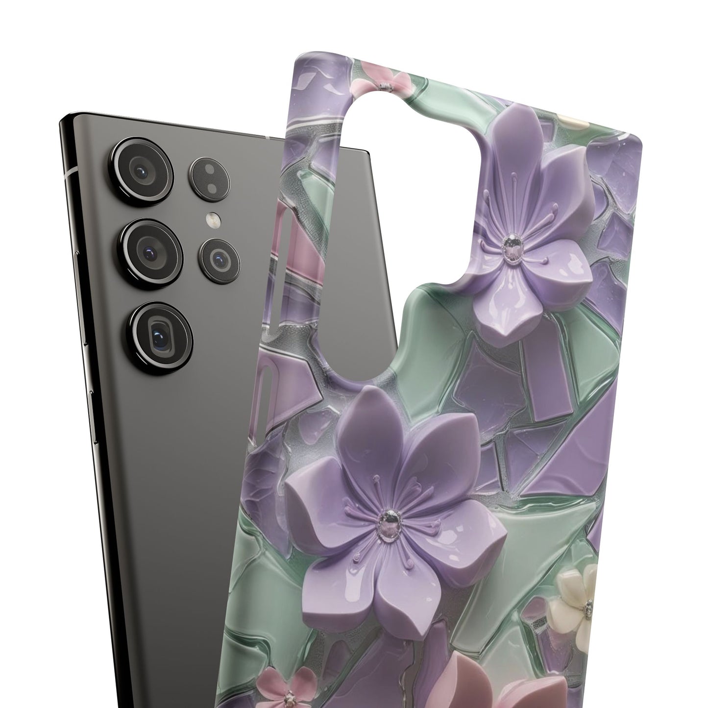Snap Case Elegante Florale Samsung Handyhülle mit 3D-Effekt