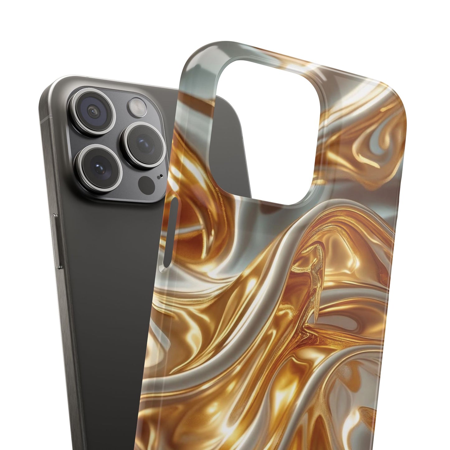Snap Case iPhone Handyhülle – Gold Dynamic Liquid 3D Effekt