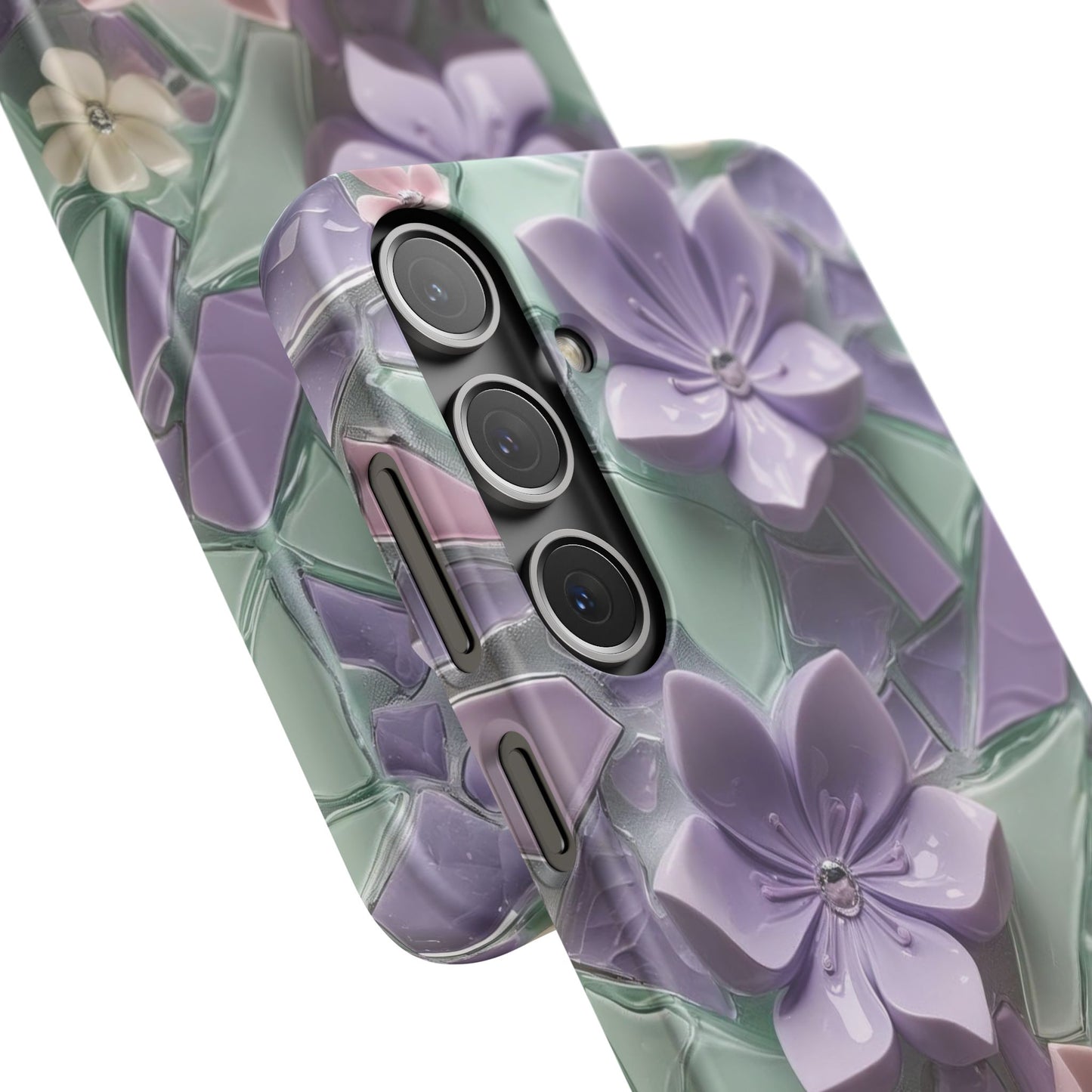 Snap Case Elegante Florale Samsung Handyhülle mit 3D-Effekt