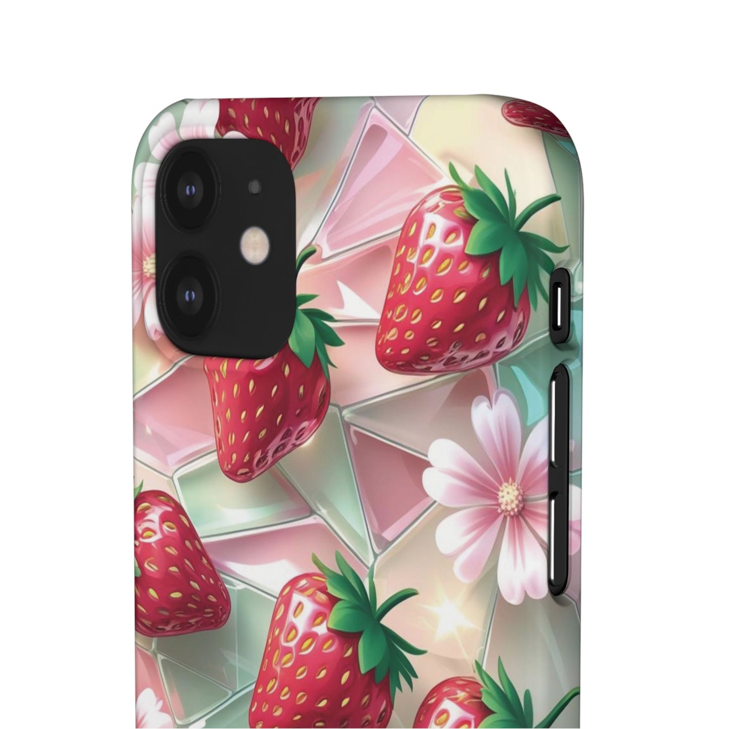 Snap Case iPhone Handyhülle - 3D Effekt Erdbeeren