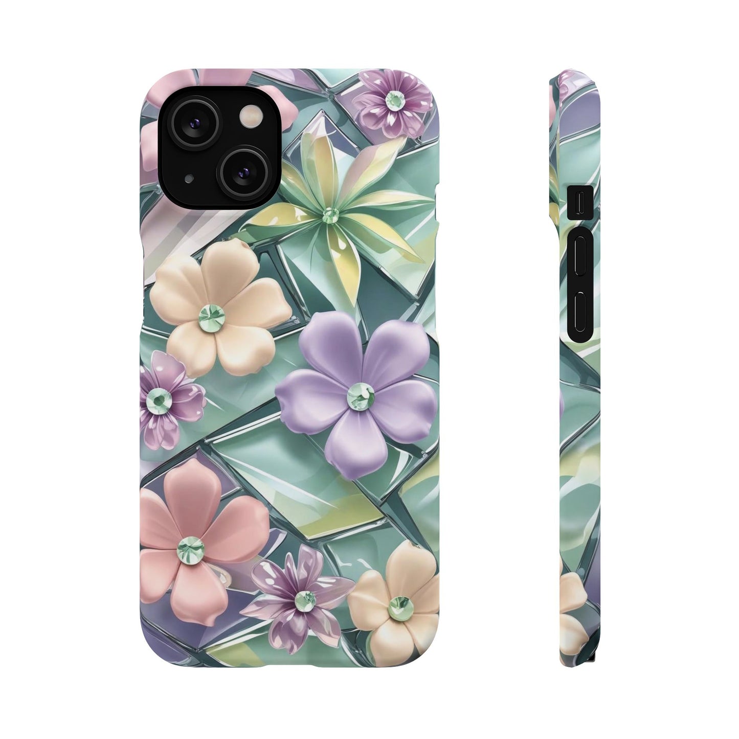 Snap Case Elegante Florale iPhone Handyhülle mit 3D-Effekt