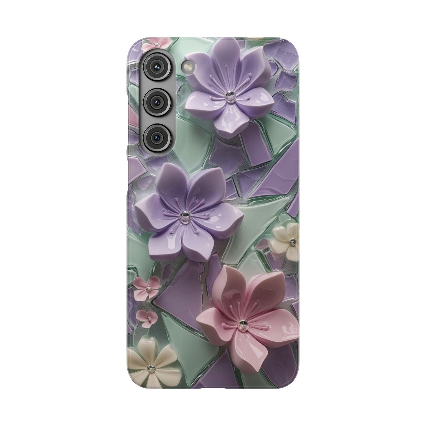 Snap Case Elegante Florale Samsung Handyhülle mit 3D-Effekt