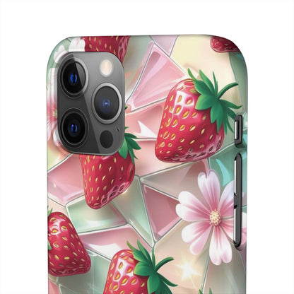 Snap Case iPhone Handyhülle - 3D Effekt Erdbeeren