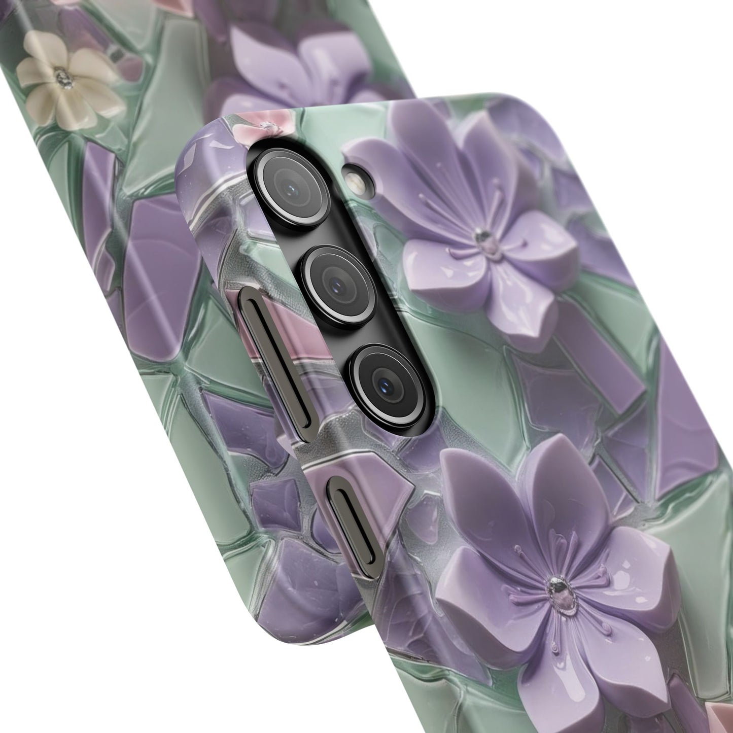Snap Case Elegante Florale Samsung Handyhülle mit 3D-Effekt