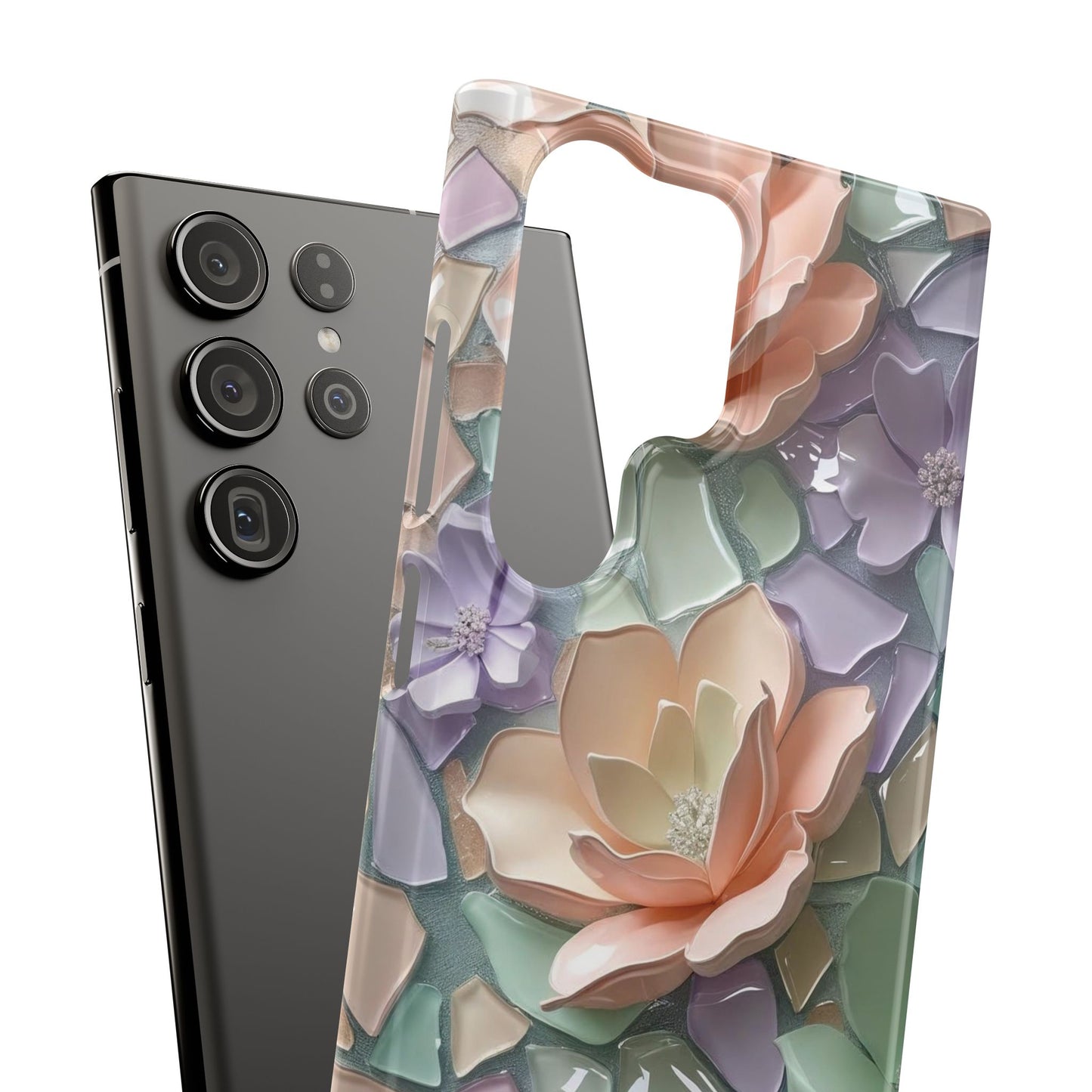 Snap Case Samsung Handyhülle mit 3D-Effekt, Blumenmuster