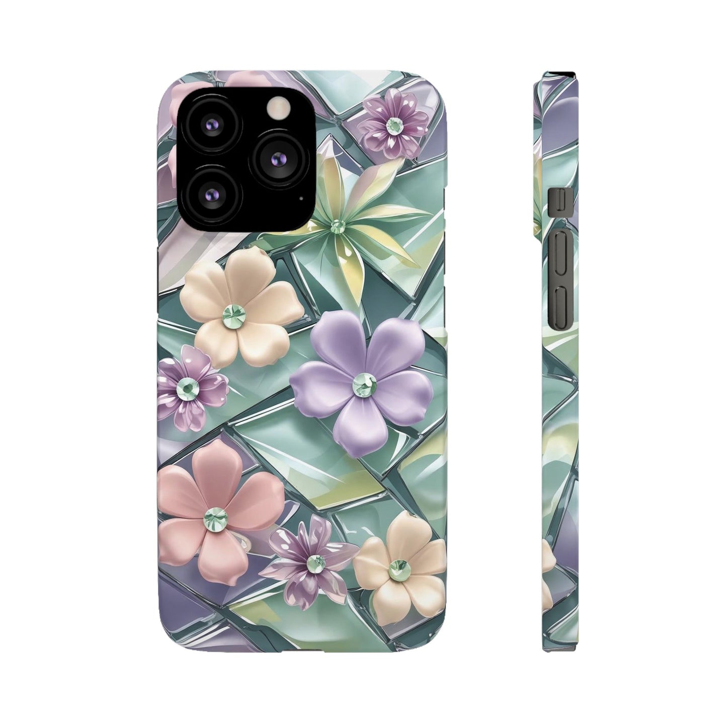 Snap Case Elegante Florale iPhone Handyhülle mit 3D-Effekt